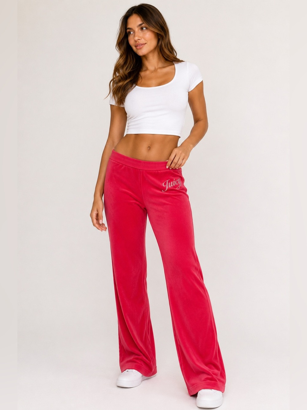 Juicy Couture Velour Wide-Leg Pants - Hot Pink